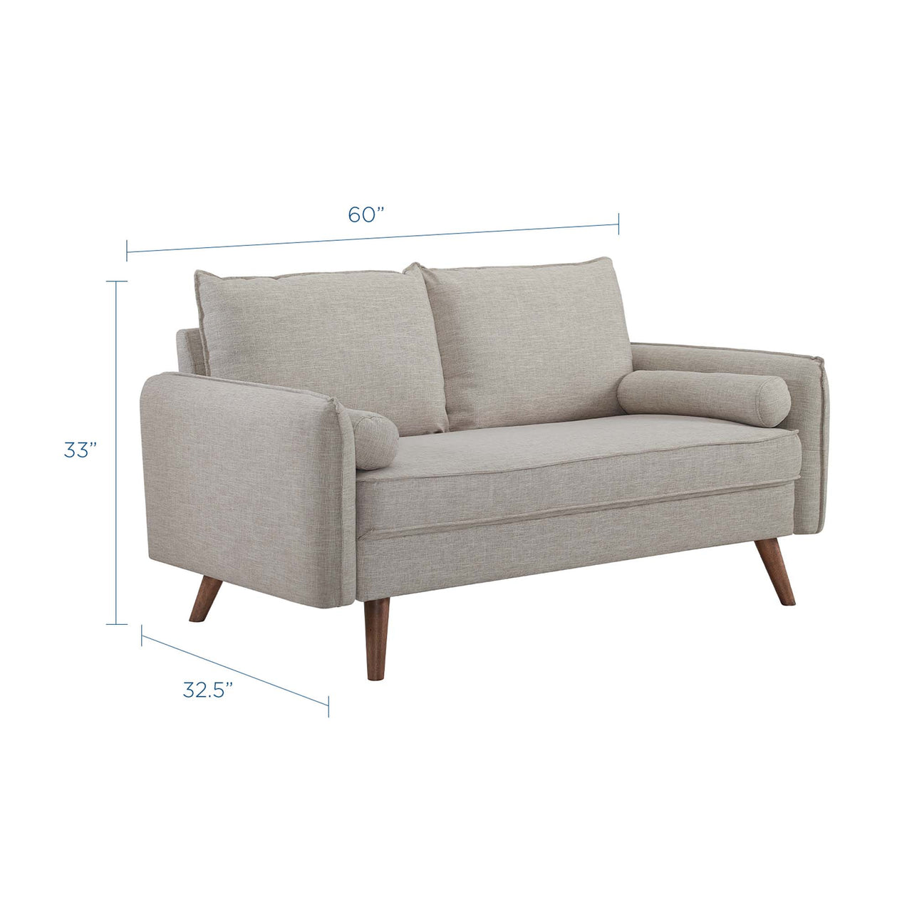 Marindi Plush Fabric Loveseat, Beige