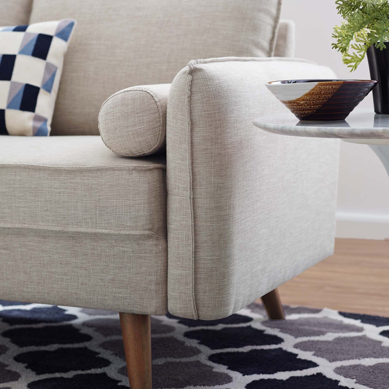 Marindi Plush Fabric Loveseat, Beige