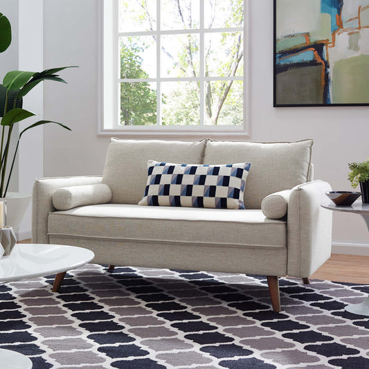 Marindi Plush Fabric Loveseat, Beige