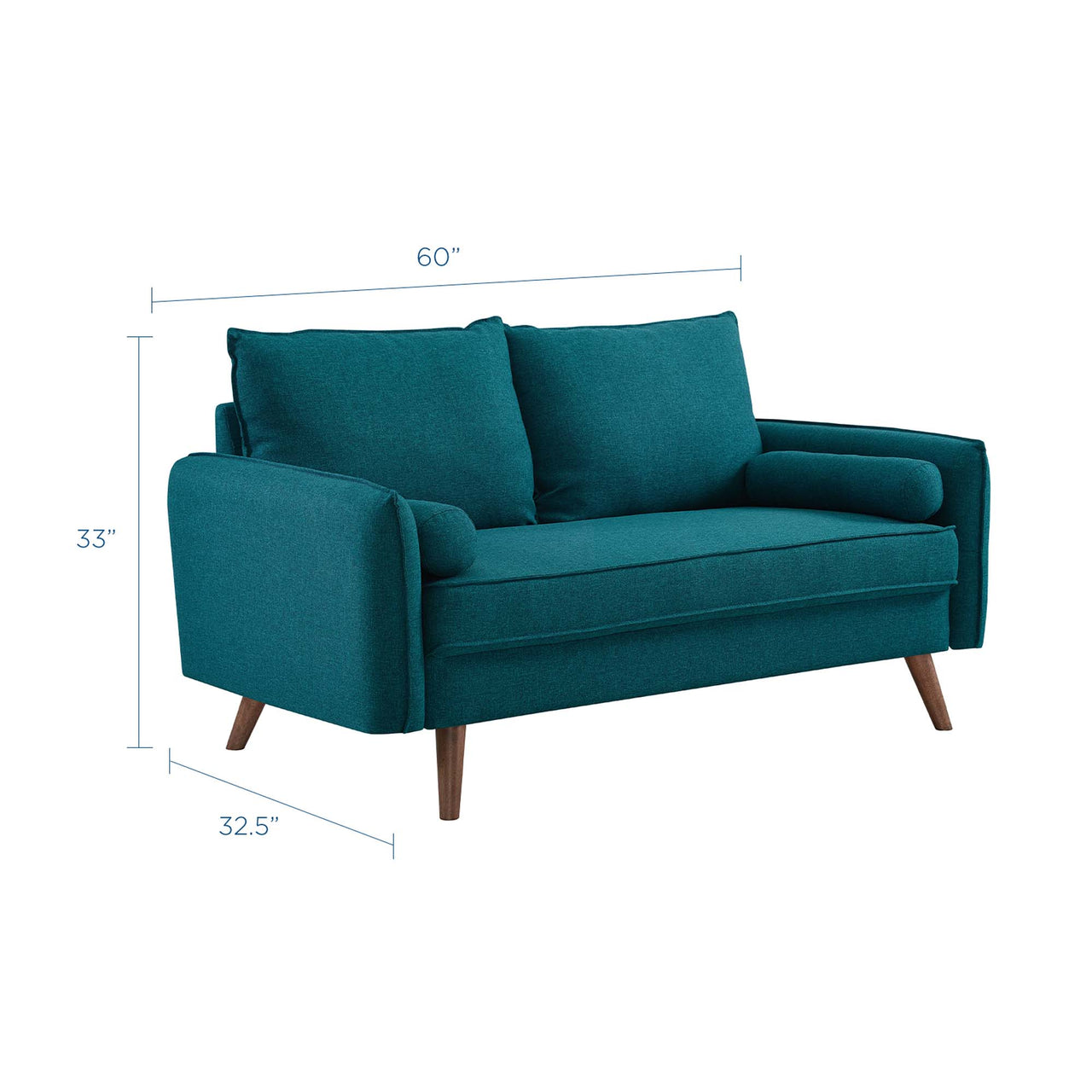 Marindi Plush Fabric Loveseat, Teal