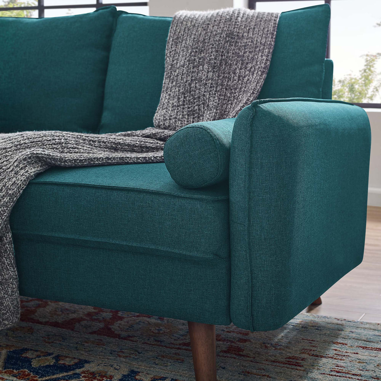 Marindi Plush Fabric Loveseat, Teal