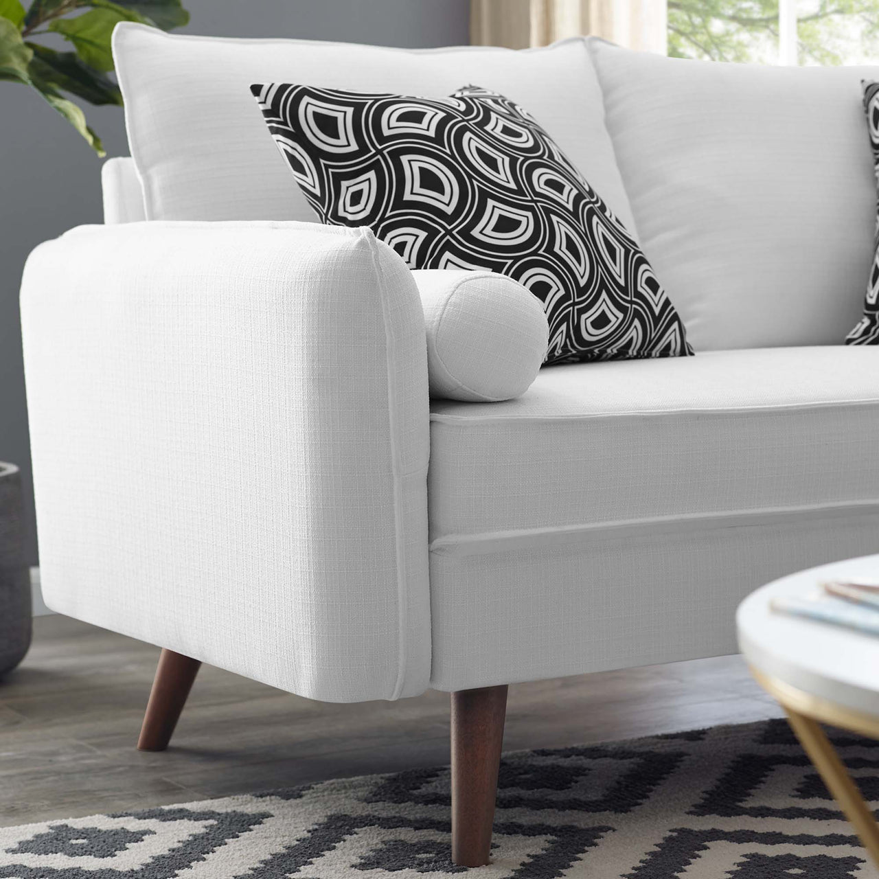 Marindi Plush Fabric Loveseat, White