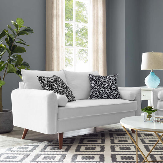 Marindi Plush Fabric Loveseat, White