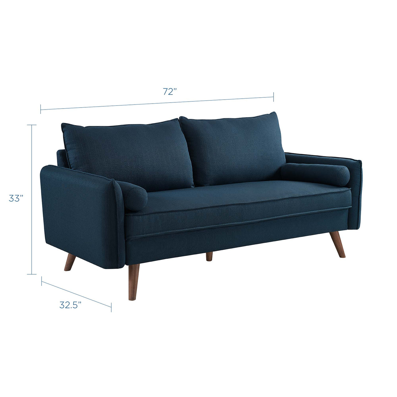Marindi Plush Fabric Sofa, Azure