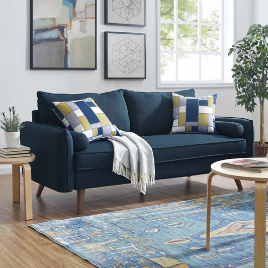 Marindi Plush Fabric Sofa, Azure