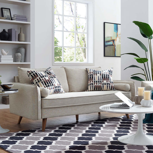 Marindi Plush Fabric Sofa, Beige