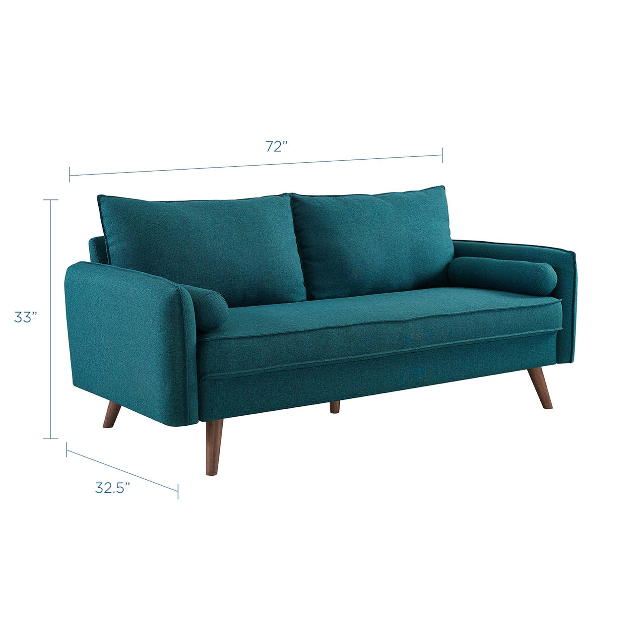 Marindi Plush Fabric Sofa, Teal