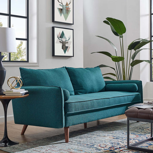 Marindi Plush Fabric Sofa, Teal
