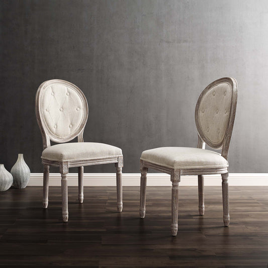 Genevre Upholstered Dining Chair Set of 2, Beige