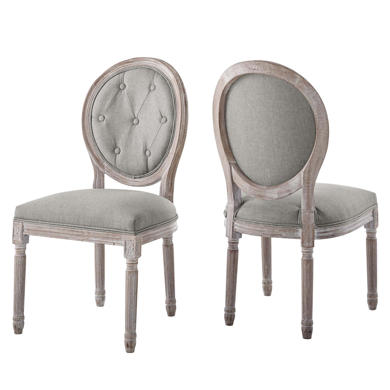 Genevre Upholstered Dining Chair Set of 2, Light Gray