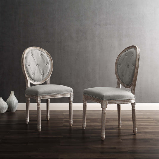 Genevre Upholstered Dining Chair Set of 2, Light Gray