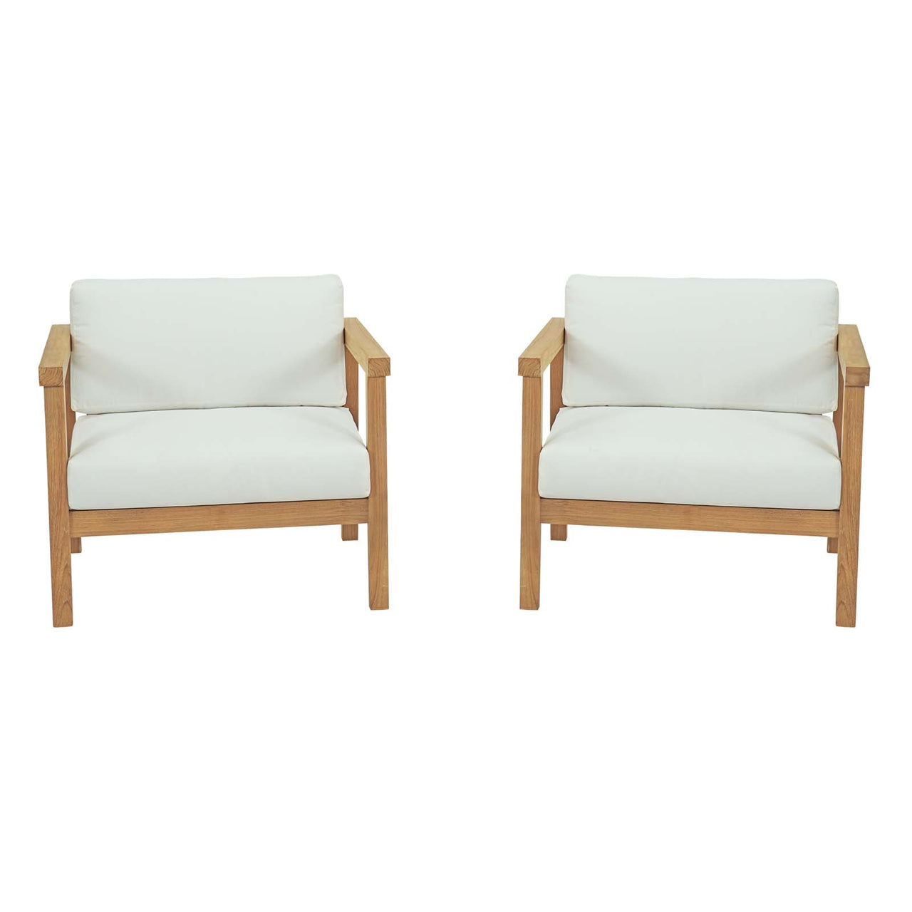 Brentford 2-Piece Alfresco Lounging Set, Natural Wood & White
