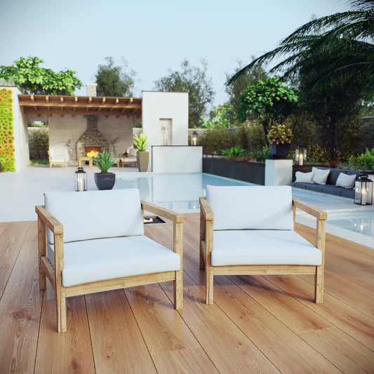 Brentford 2-Piece Alfresco Lounging Set, Natural Wood & White