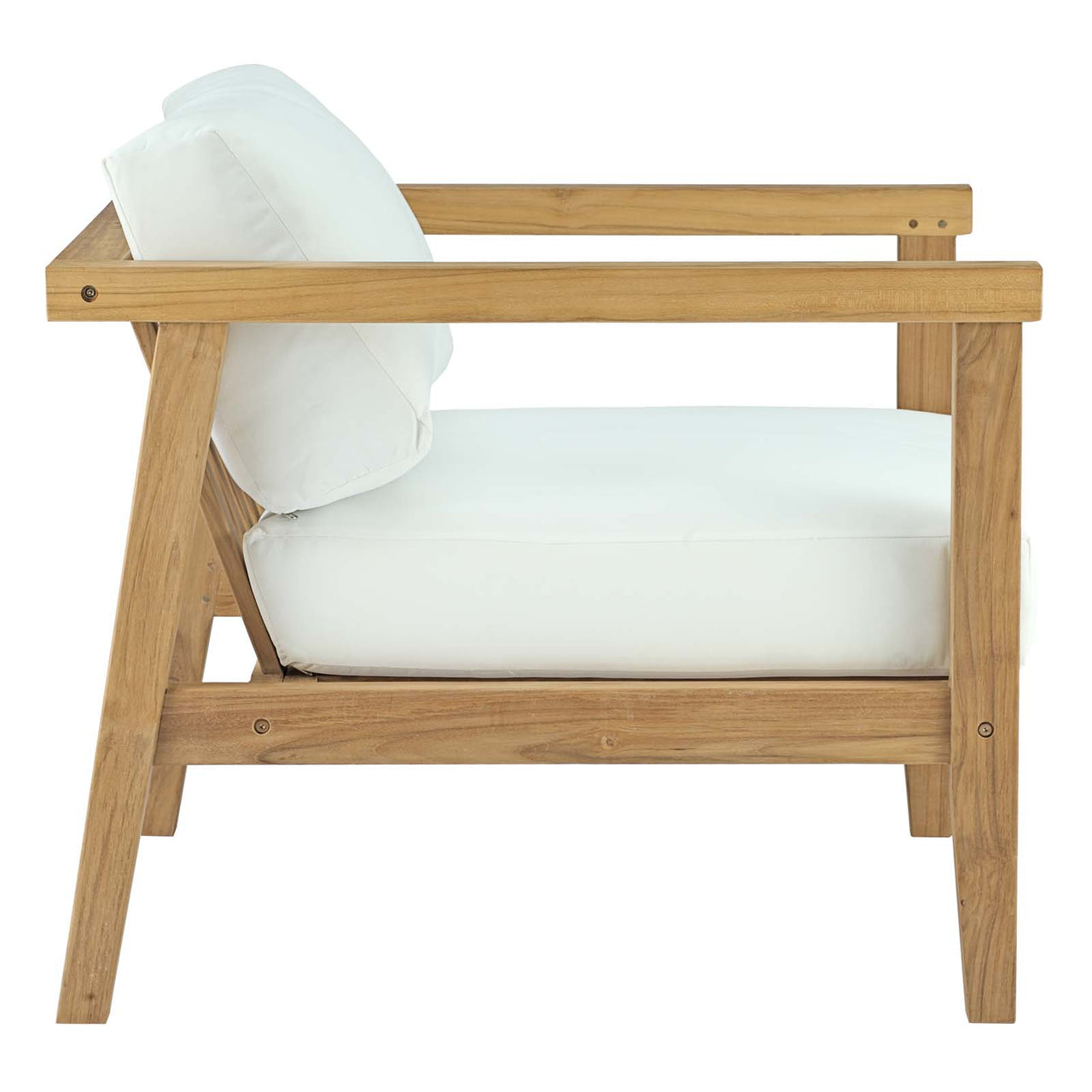 Bayport 5 Piece Outdoor Patio Teak Set, Natural Wood & White
