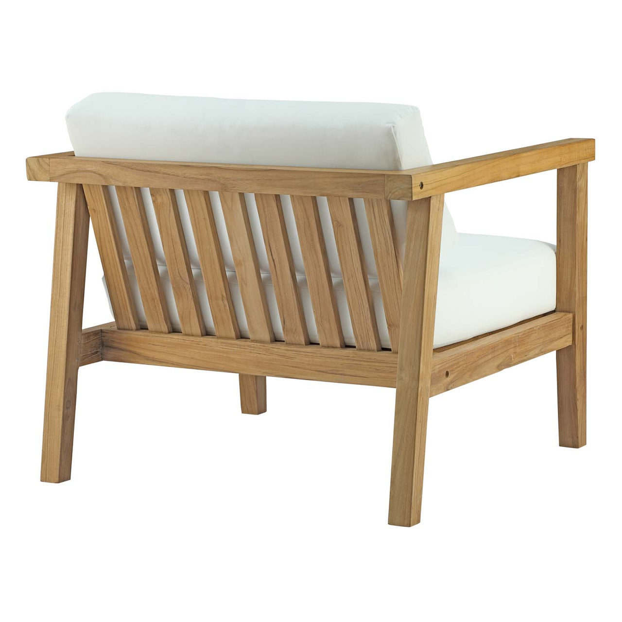 Bayport 5 Piece Outdoor Patio Teak Set, Natural Wood & White