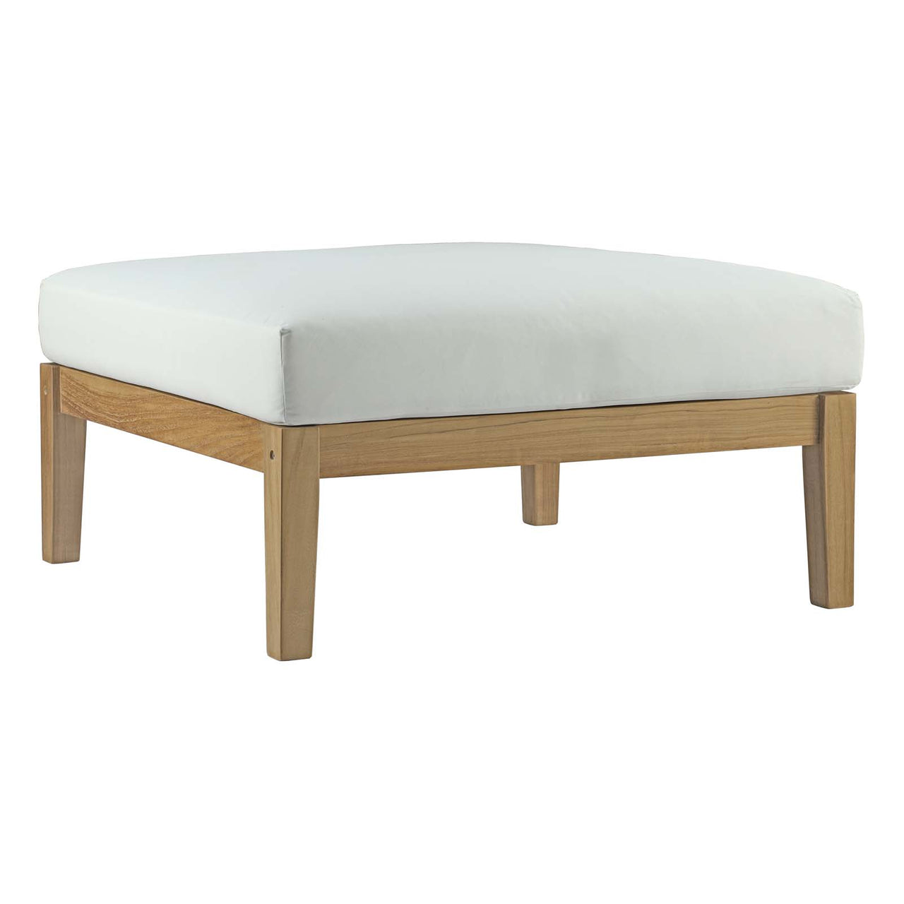 Bayport 5 Piece Outdoor Patio Teak Set, Natural Wood & White