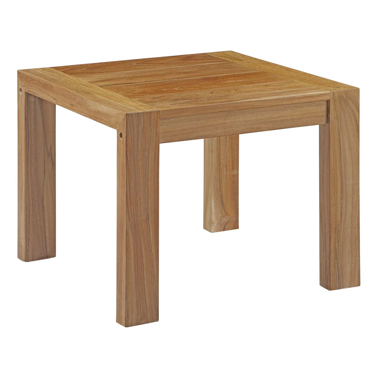 Bayport 5 Piece Outdoor Patio Teak Set, Natural Wood & White