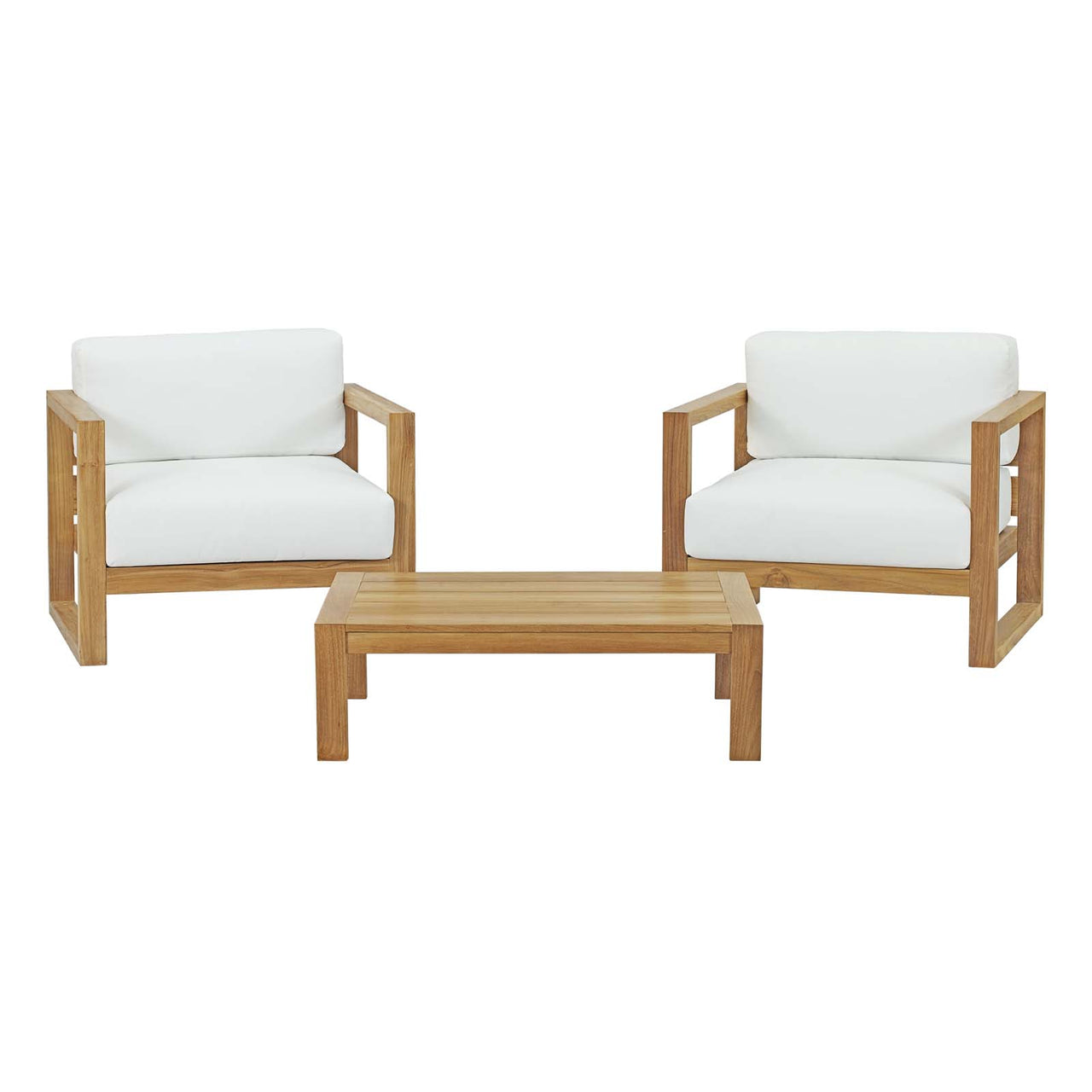 Rizer 3-Piece Alfresco Lounging Set, Natural Wood & White