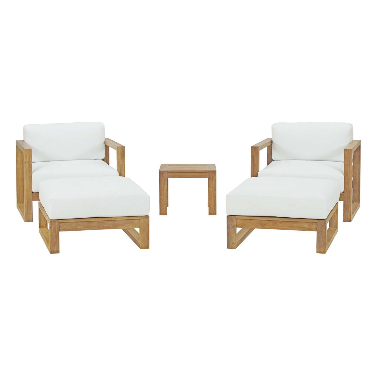 Rizer 5-Piece Alfresco Lounging Set, Natural Wood & White