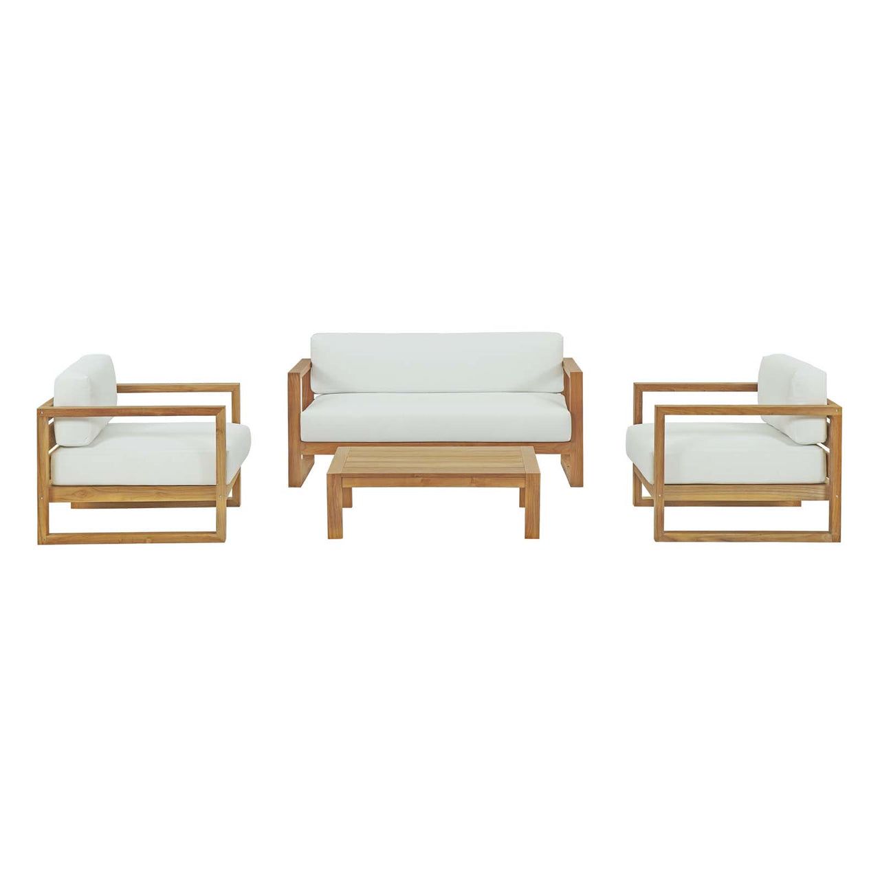 Rizer 4-Piece Alfresco Lounging Set, Natural Wood & White