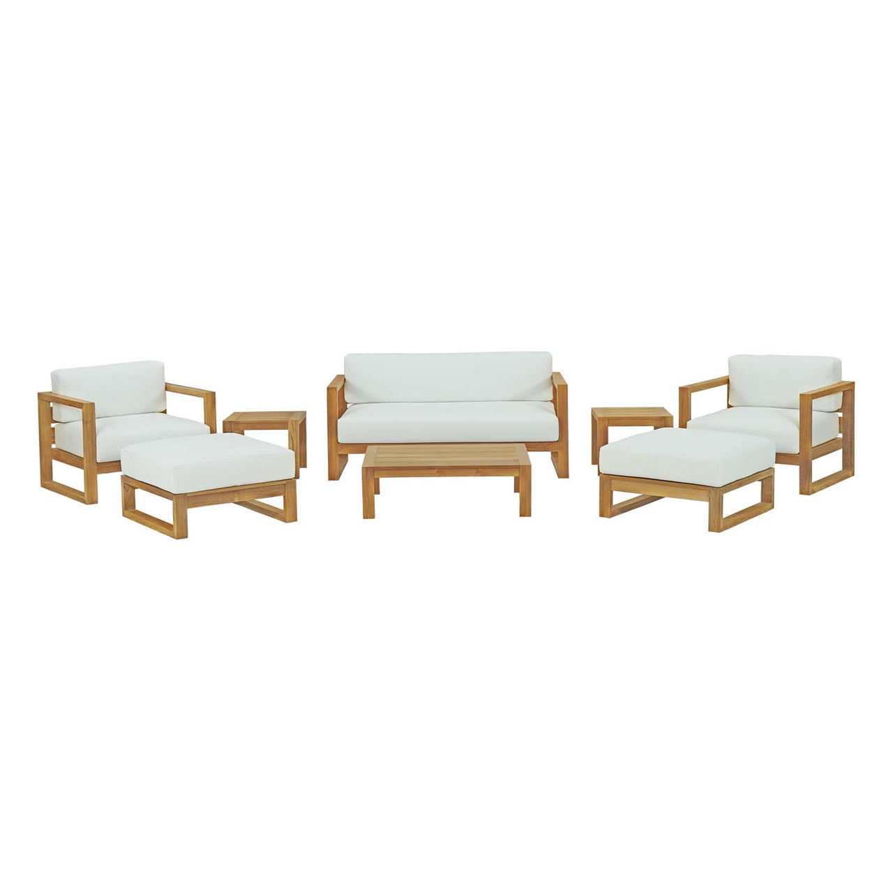Rizer 8-Piece Alfresco Lounging Set, Natural Wood & White