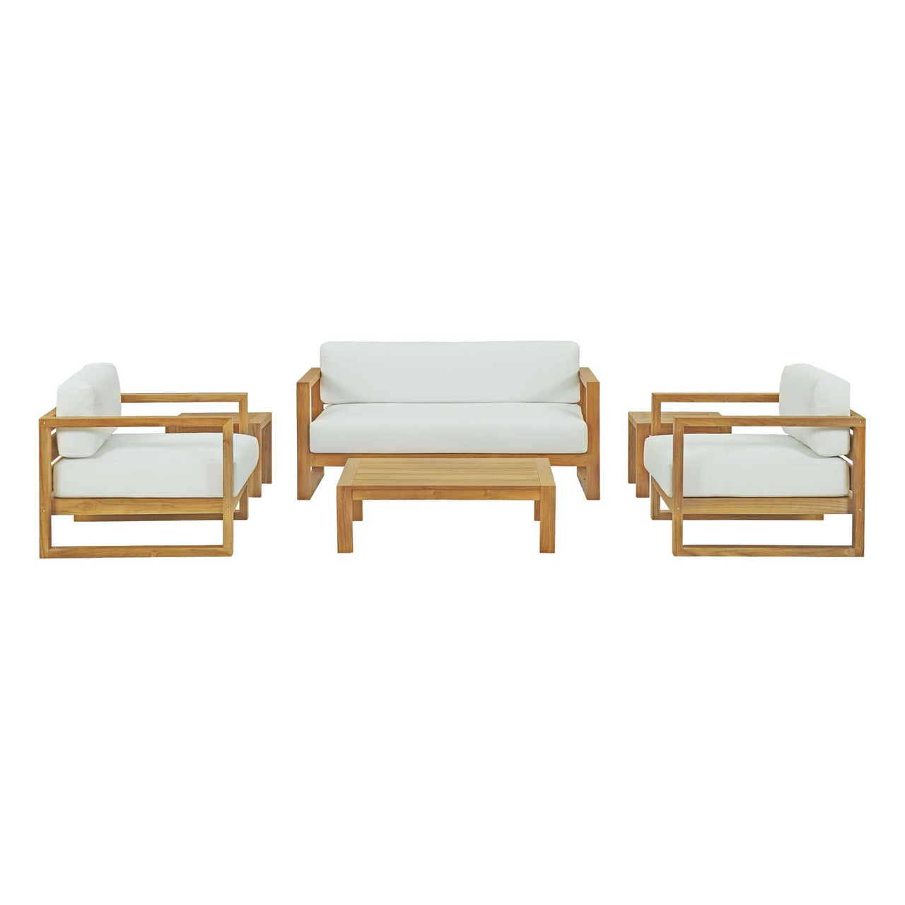 Rizer 6-Piece Alfresco Lounging Set, Natural Wood & White