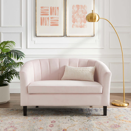 Alessa Upholstered Velvet Loveseat, Pink