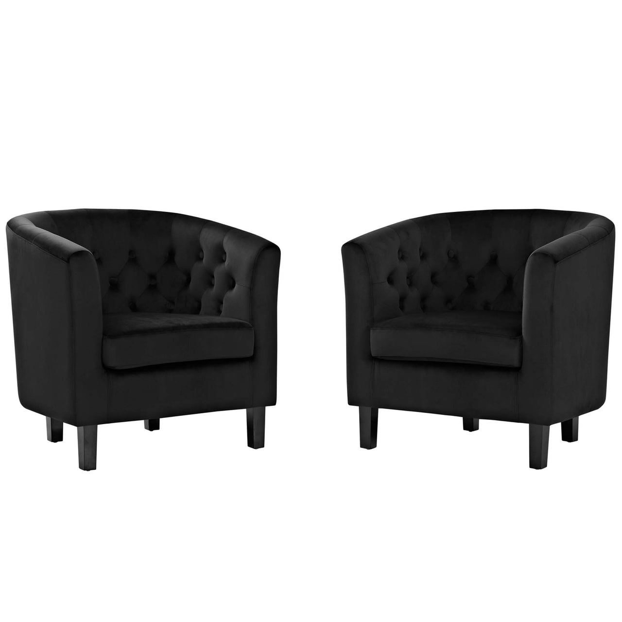 Alessa 2-Piece Upholstered Velvet Armchair Set, Black