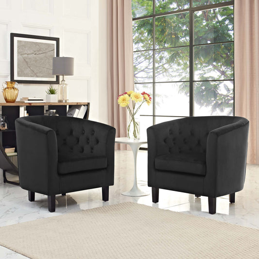 Alessa 2-Piece Upholstered Velvet Armchair Set, Black