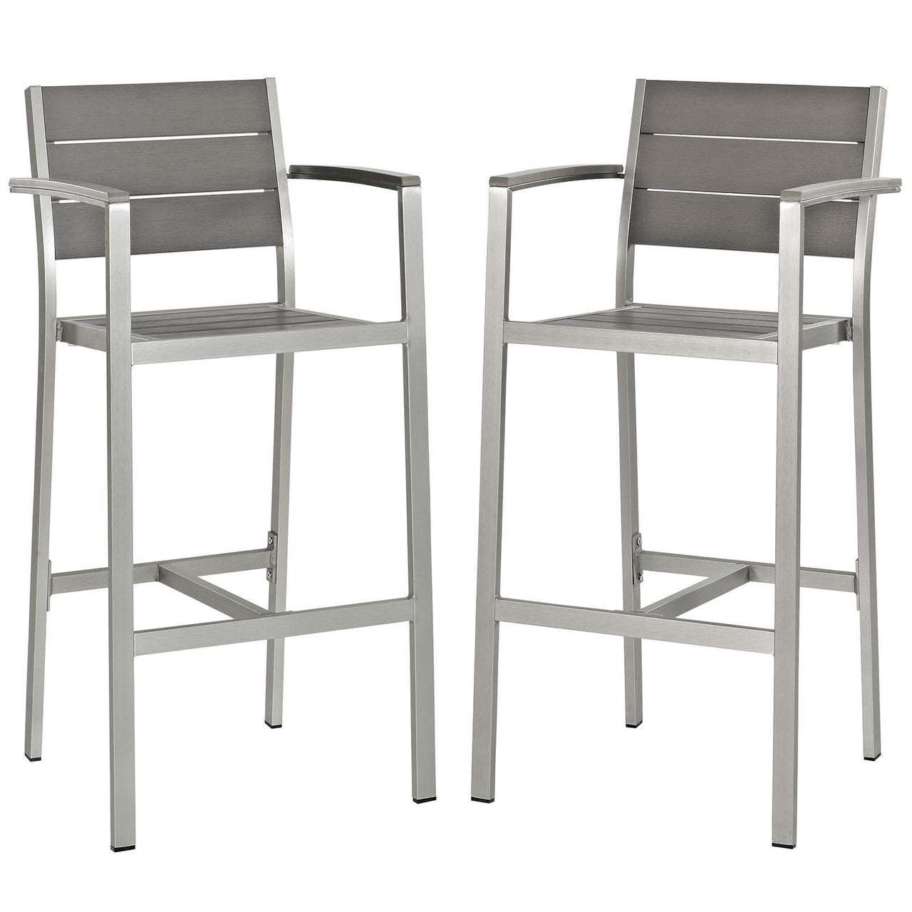Shorea Alfresco Bar Stool Set of 2, Silver & Gray