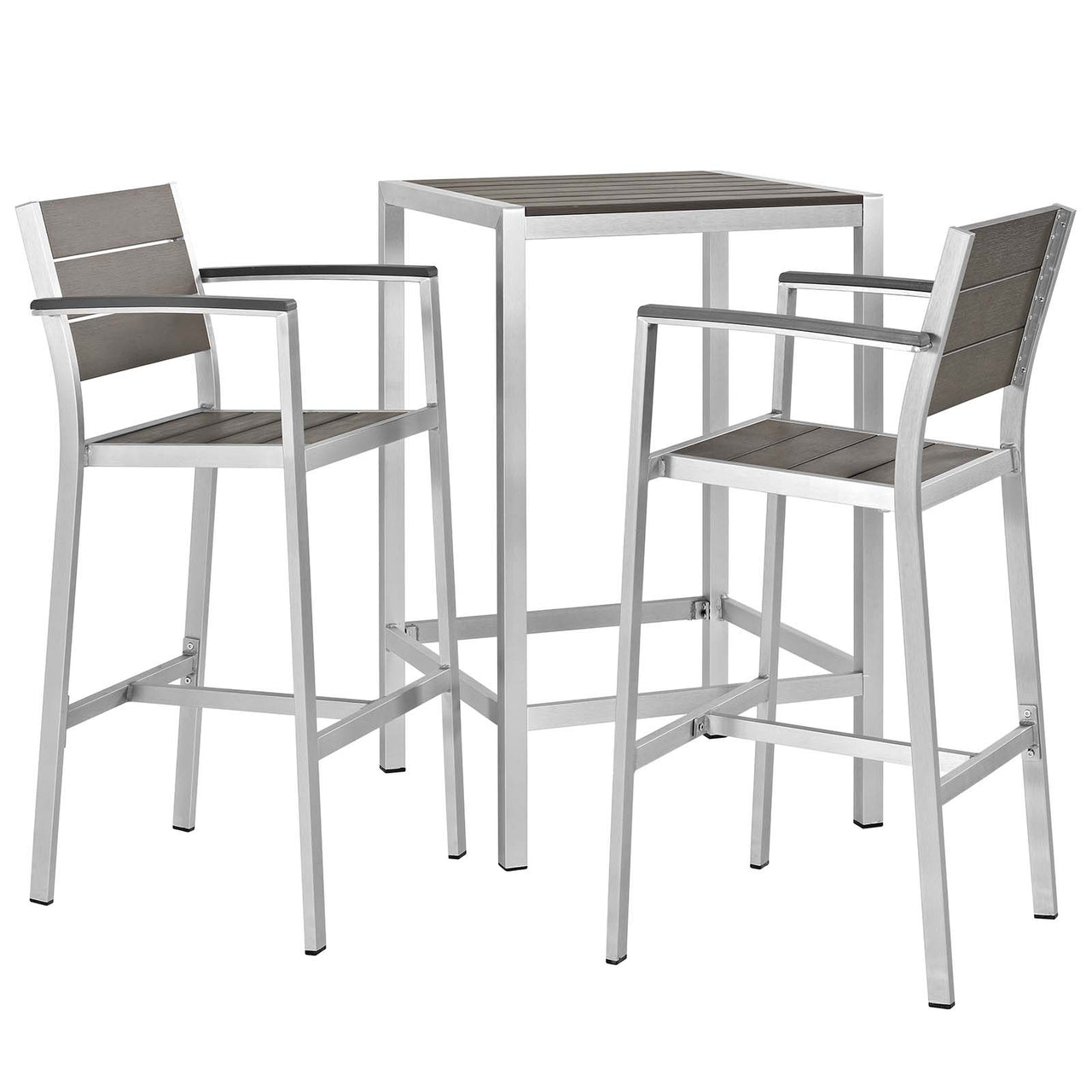 Shorea 3-Piece Alfresco Pub Set, Silver & Gray