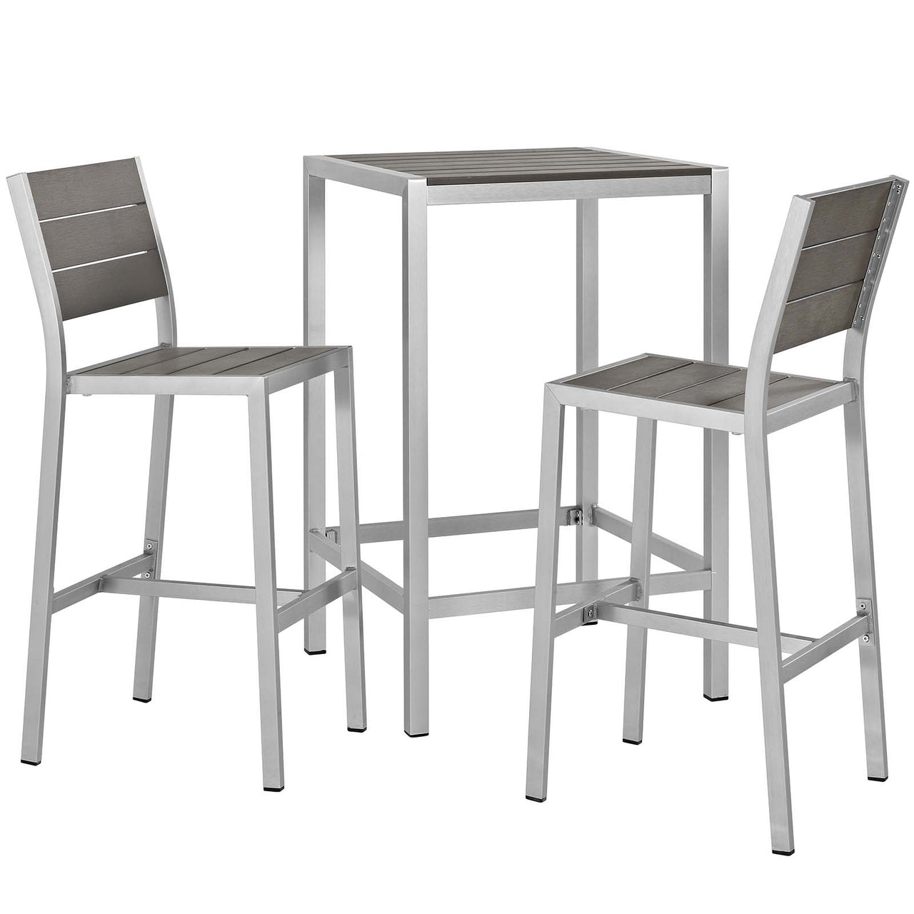 Shorea 3-Piece Alfresco Pub Set, Silver & Gray
