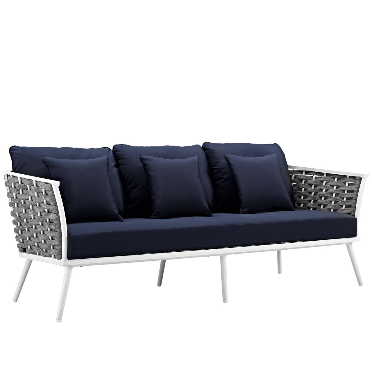 Stellan 4-Piece Alfresco Sectional Sofa Set, White & Navy