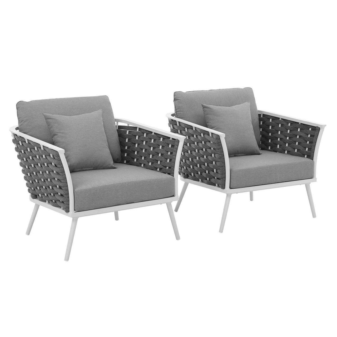 Stellan Alfresco Armchair Set of 2, White & Gray