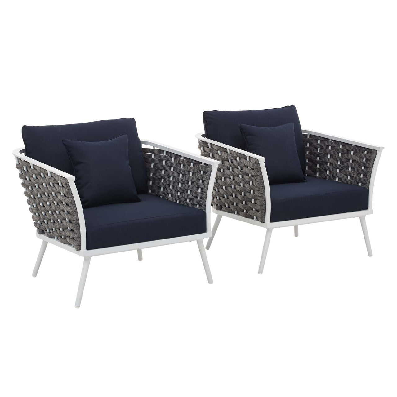 Stellan Alfresco Armchair Set of 2, White & Navy