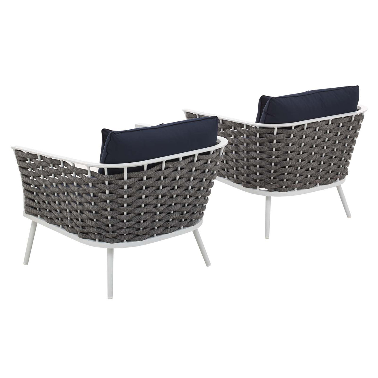 Stellan Alfresco Armchair Set of 2, White & Navy