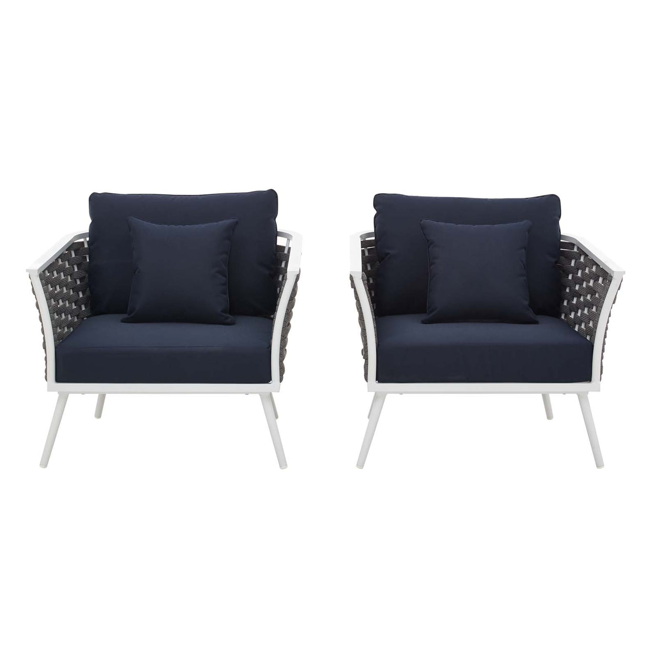 Stellan Alfresco Armchair Set of 2, White & Navy