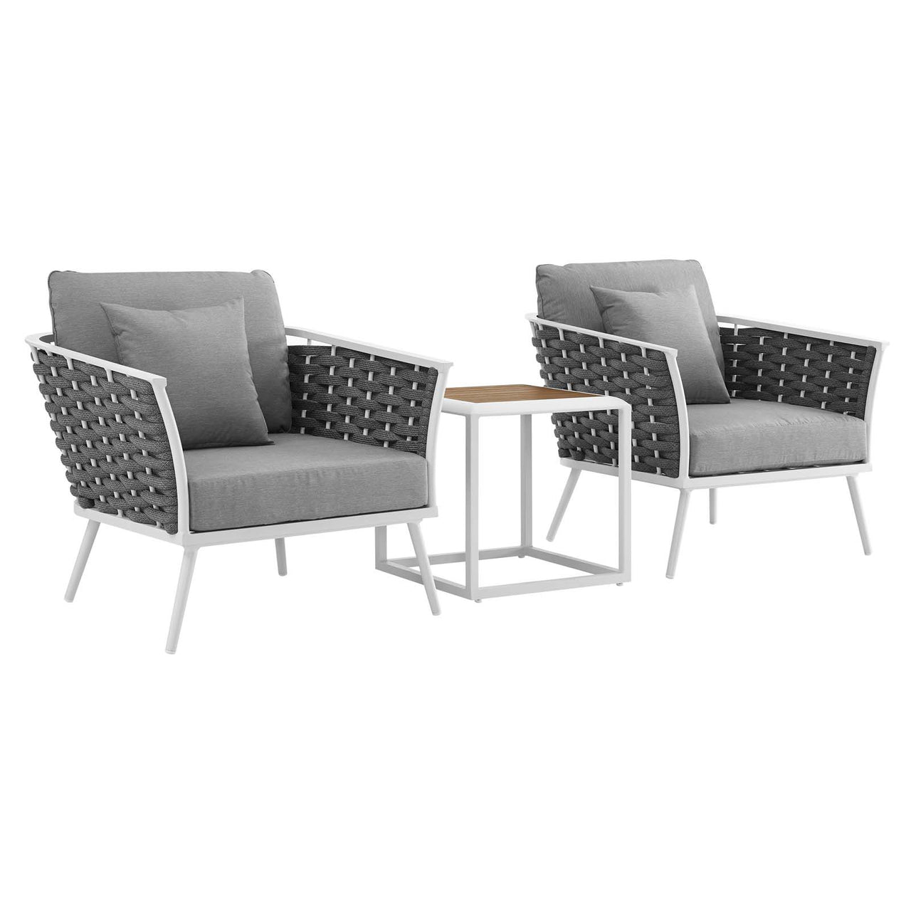 Stellan 3-Piece Alfresco Sectional Sofa Set, White & Gray