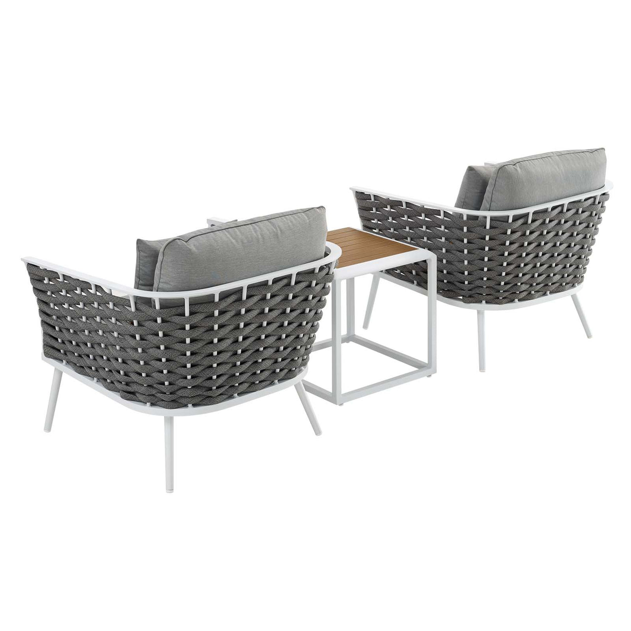 Stellan 3-Piece Alfresco Sectional Sofa Set, White & Gray