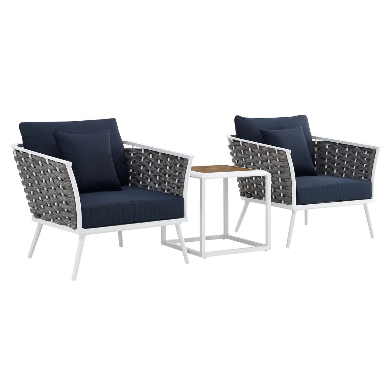 Stellan 3-Piece Alfresco Sectional Sofa Set, White & Navy
