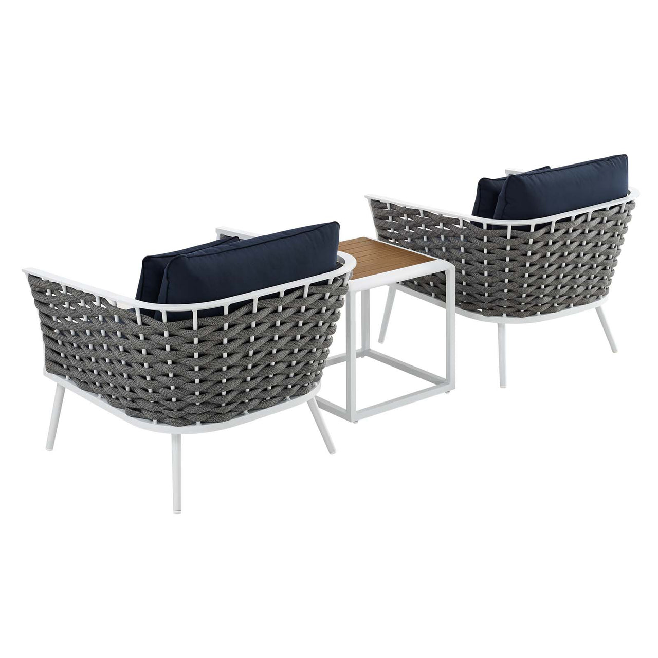 Stellan 3-Piece Alfresco Sectional Sofa Set, White & Navy