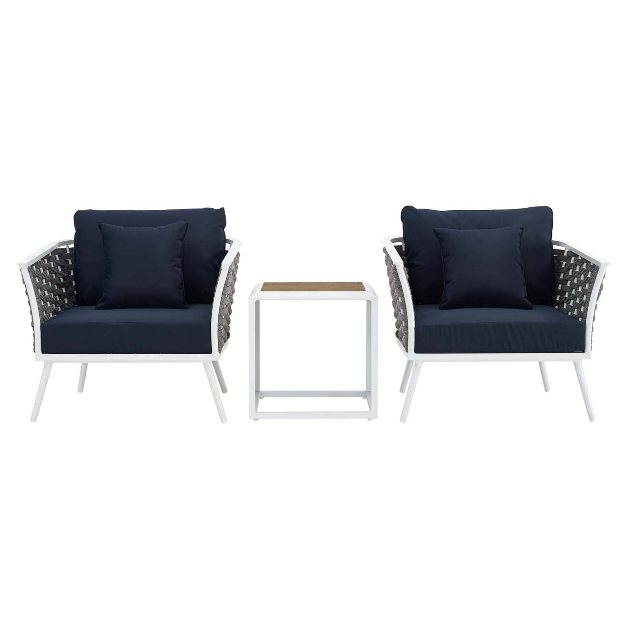 Stellan 3-Piece Alfresco Sectional Sofa Set, White & Navy