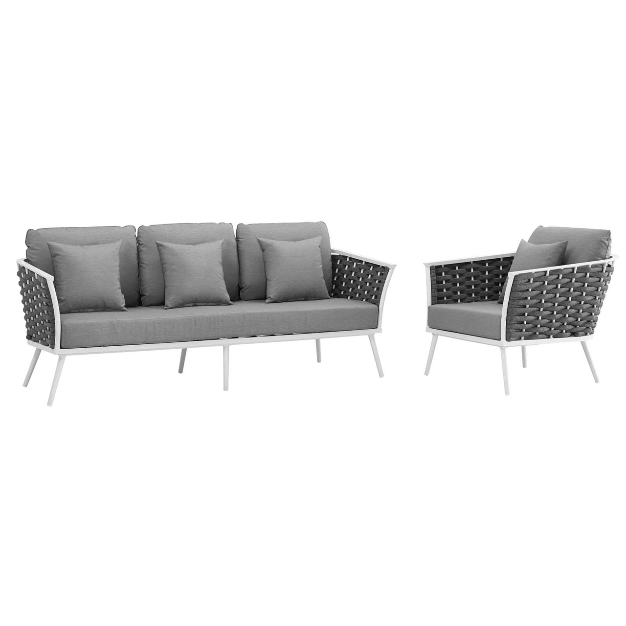 Stellan 2-Piece Alfresco Sectional Sofa Set, White & Gray