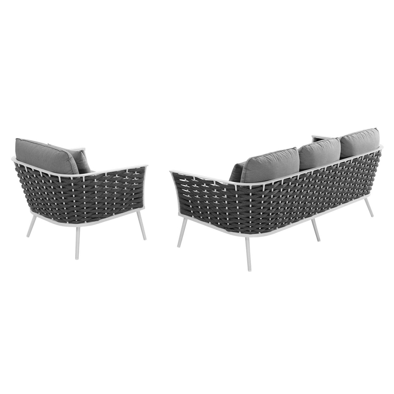 Stellan 2-Piece Alfresco Sectional Sofa Set, White & Gray