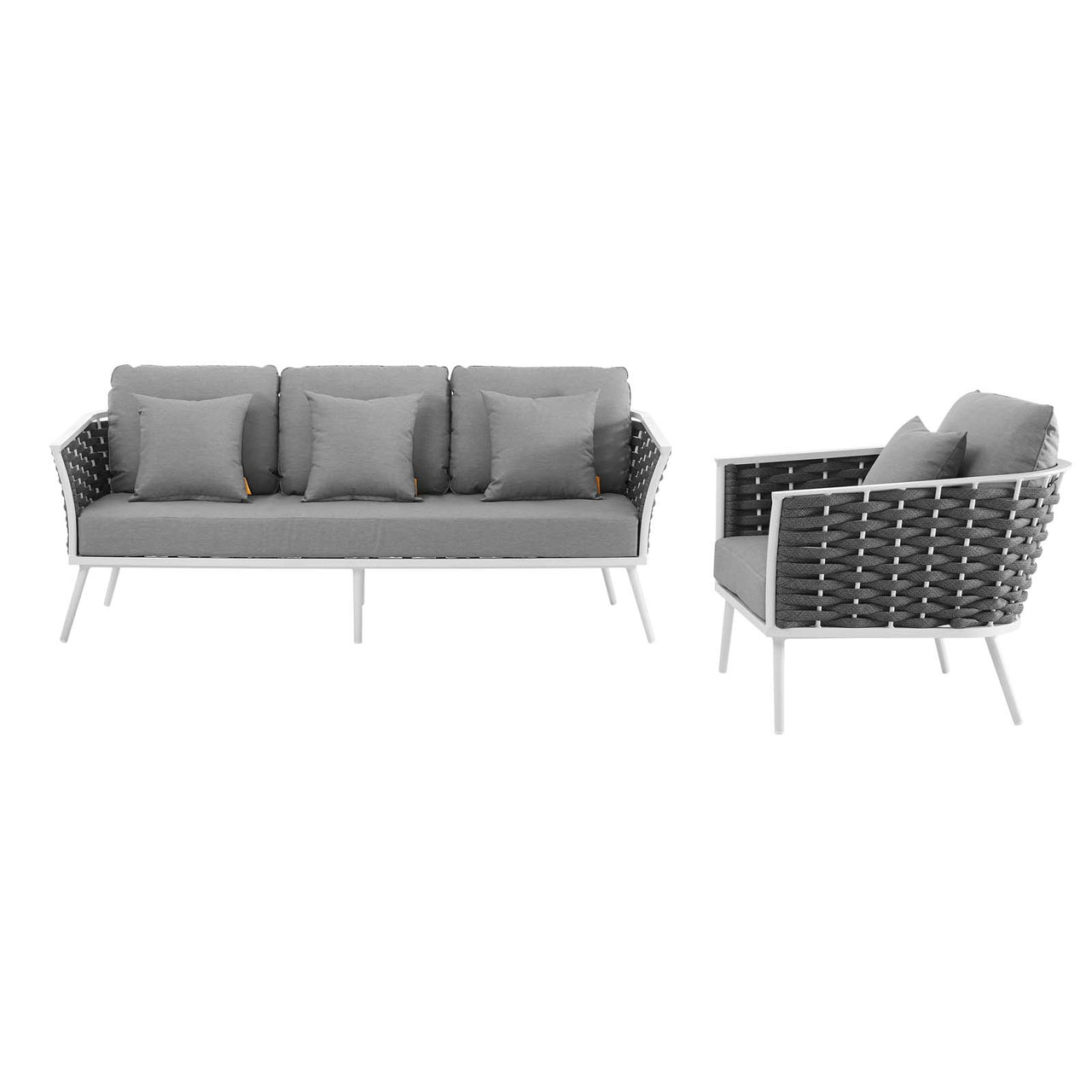 Stellan 2-Piece Alfresco Sectional Sofa Set, White & Gray