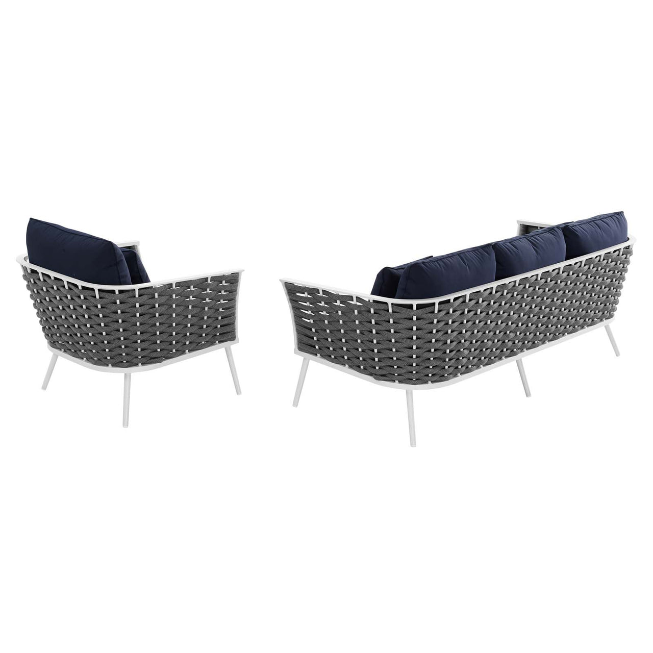 Stellan 2-Piece Alfresco Sectional Sofa Set, White & Navy