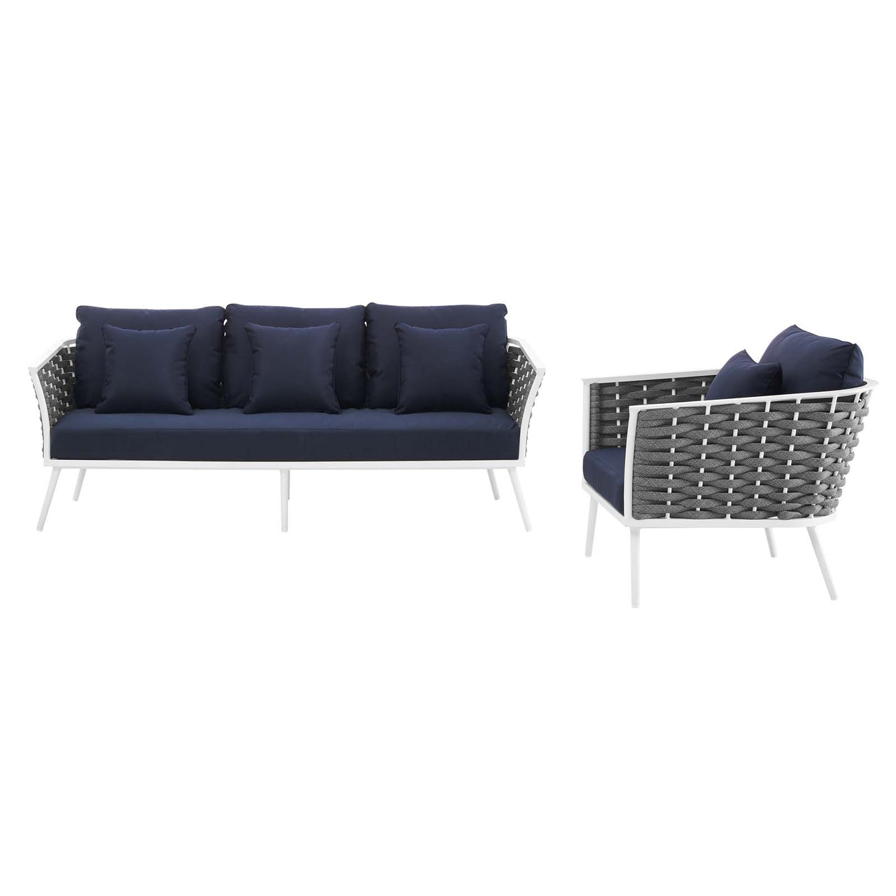 Stellan 2-Piece Alfresco Sectional Sofa Set, White & Navy