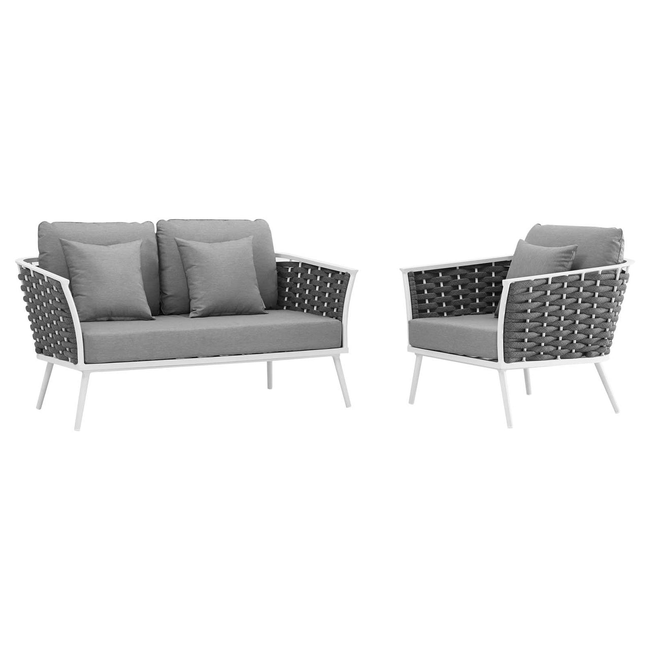Stellan 2-Piece Alfresco Sectional Sofa Set, White & Gray