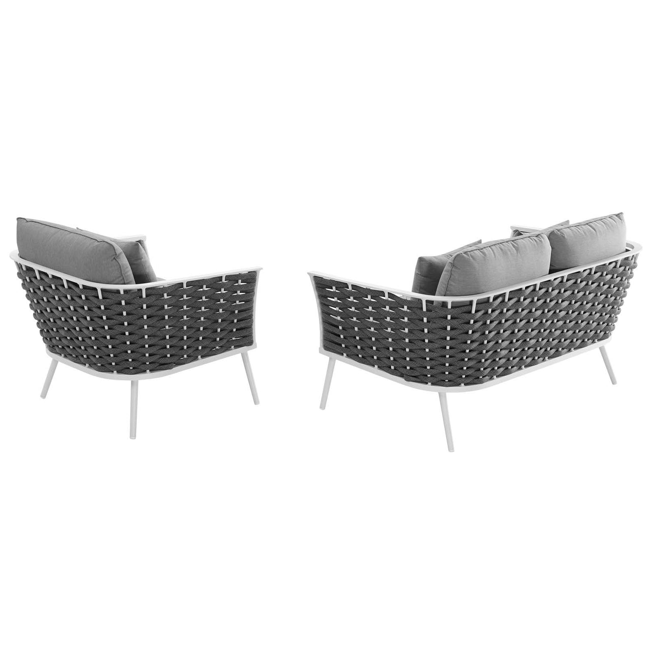Stellan 2-Piece Alfresco Sectional Sofa Set, White & Gray