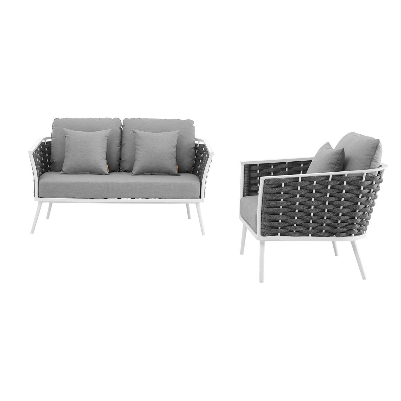 Stellan 2-Piece Alfresco Sectional Sofa Set, White & Gray